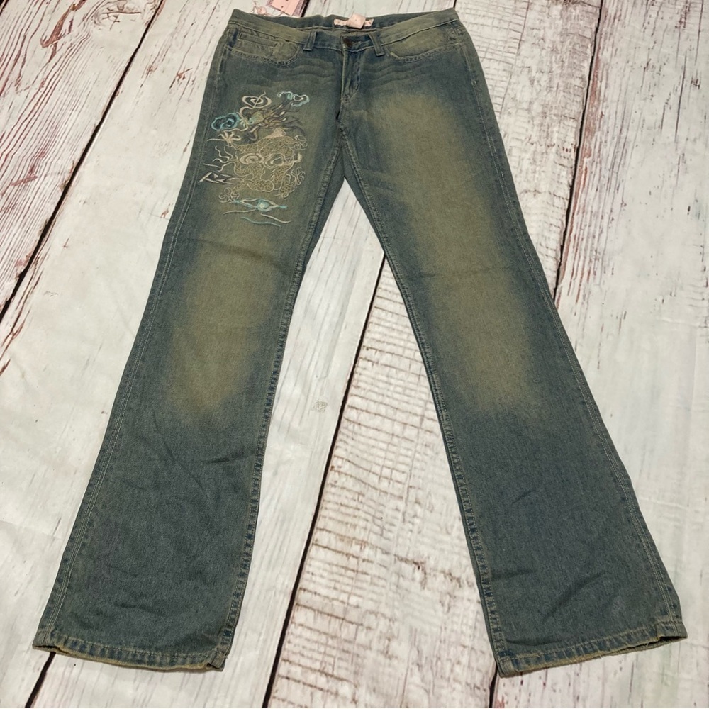 FANCY COLLECTION JEANS dirty wash women’s boot cut flare Vintage Y2K size 29 NWT
